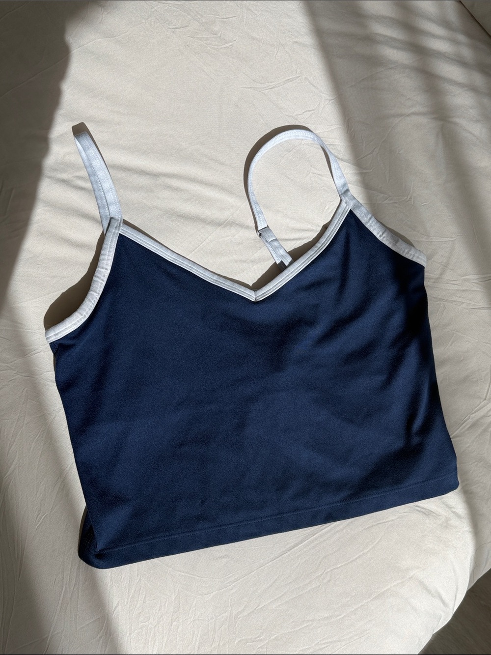 Gilly Hicks Navy Tank with White Trim and Built-In Bra